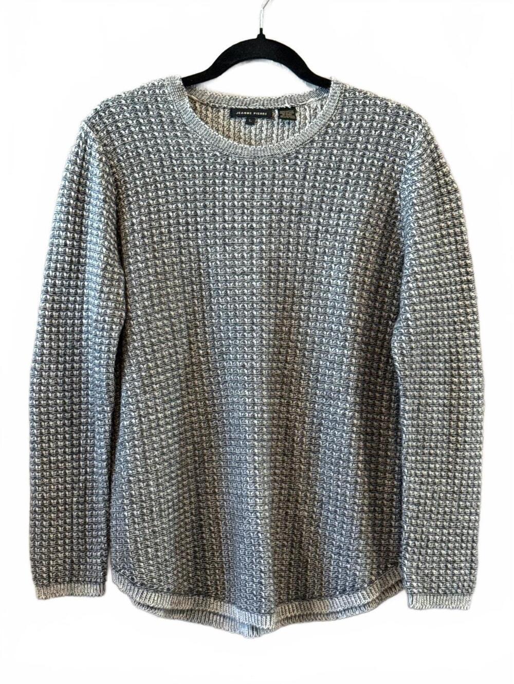 Jeanne Pierre Large Gray Knit Sweater 100% Cotton